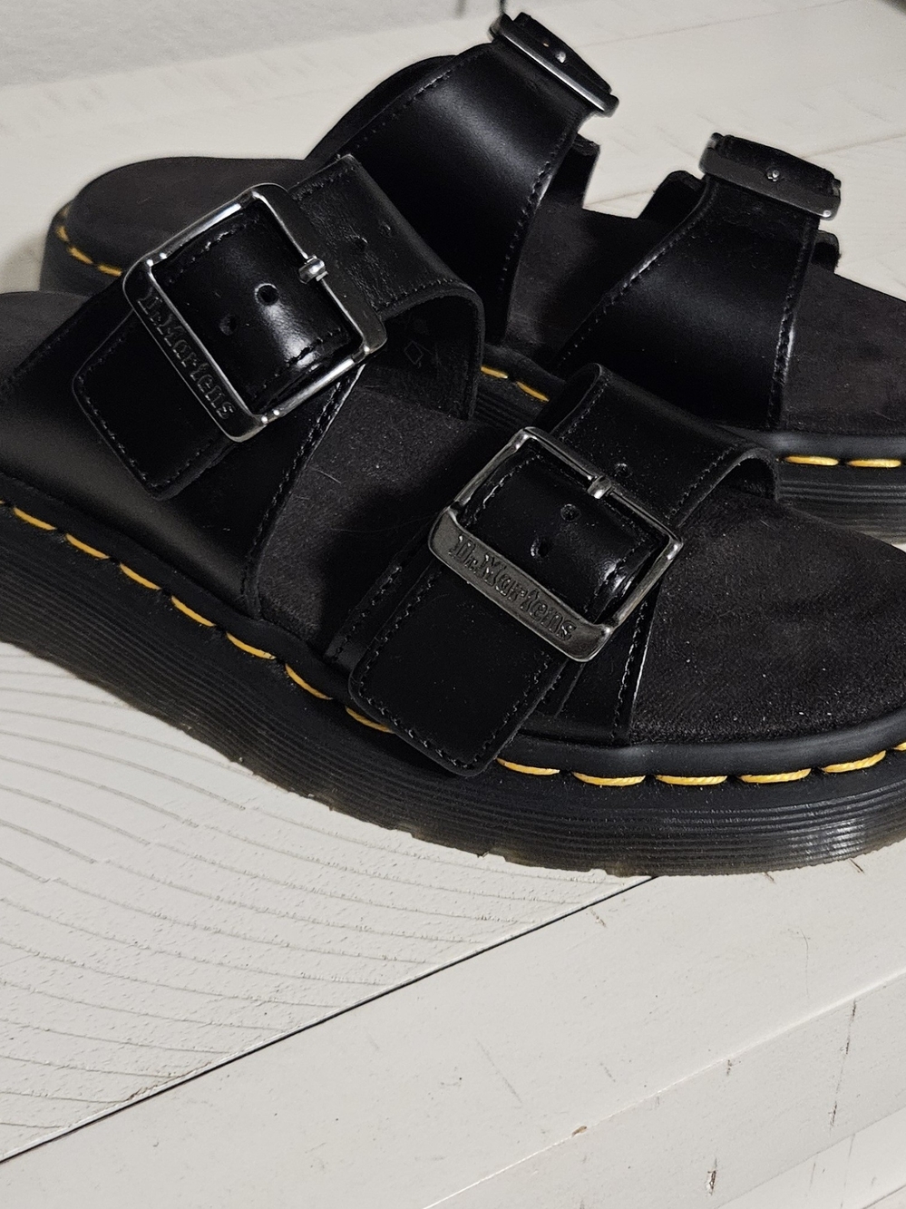 Dr. Martens JOSEF Black Double Buckle Slide Sandals